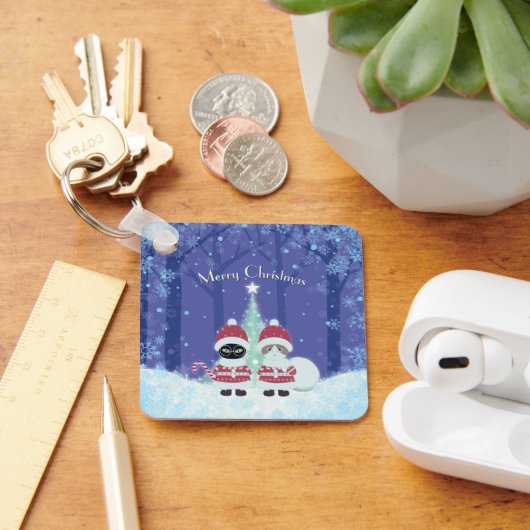 [お名前]のPoiluna Christmas Metal Square キーホルダー (デスク)