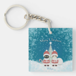 [お名前]のPoiluna Christmas Square キーホルダー