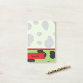 お名前-アニマルプリント、牛のスポット-緑の黒 ポストイット (デスク上)