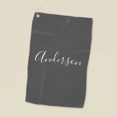 お名前 |グレーエレガントの白いスクリプト ゴルフタオル