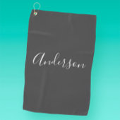 お名前 |グレーエレガントの白いスクリプト ゴルフタオル