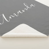 お名前 |グレーエレガントの白いスクリプト シェルパブランケット (3/4)