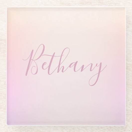 お名前 |ソフトスエレガントクリプトグラデーション ガラスコースター (正面)