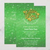 お名前 メッセージ セントパトリックデー 緑のシャムロック 招待状 (正面/裏面)