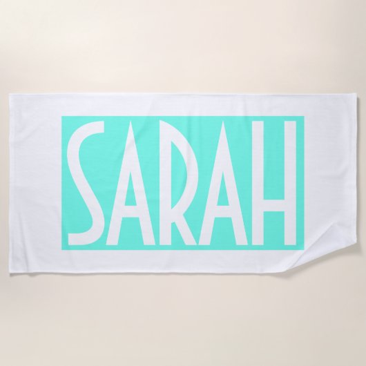 お名前 |ライトアはっきりしたクアの白い文字 ビーチタオル (正面)