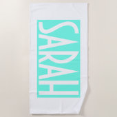 お名前 |ライトアはっきりしたクアの白い文字 ビーチタオル (正面)