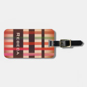 お名前 & ヴィンテージ織りストライプ ラゲッジタグ (正面横)