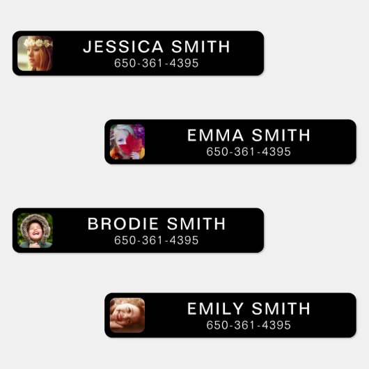 お名前、写真、電話のステッカーラベルテンプレート ラベル (グループ)