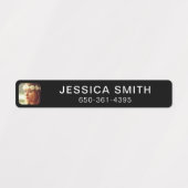 お名前、写真、電話のステッカーラベルテンプレート ラベル (デザイン1)