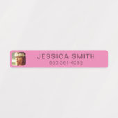 お名前、写真、電話のステッカーラベルテンプレート ラベル (デザイン1)