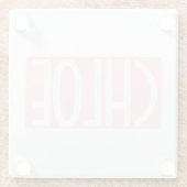 お名前 |淡いはっきりしたピンクの白い文字 ガラスコースター (裏面)