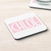 お名前 |淡いはっきりしたピンクの白い文字 コースター (左側)