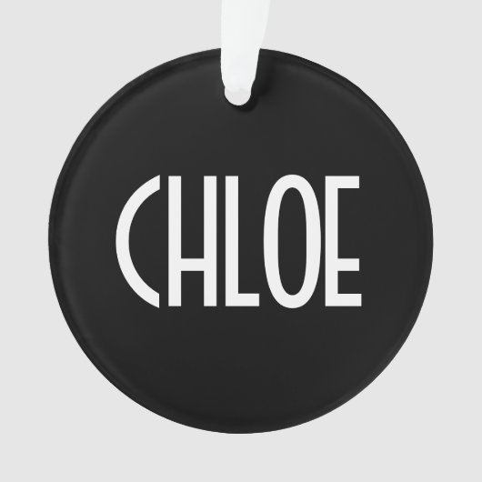 お名前、白はっきりした文字 |黒 オーナメント (正面)