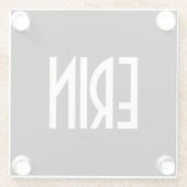 お名前、白はっきりした文字 |黒 ガラスコースター (裏面)