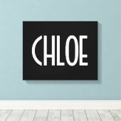 お名前、白はっきりした文字 |黒 キャンバスプリント (インサイチュ (ウッドフロア))