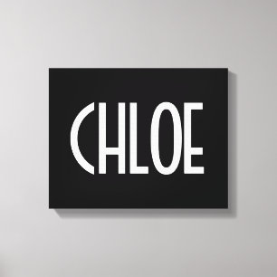 お名前、白はっきりした文字  黒 キャンバスプリント