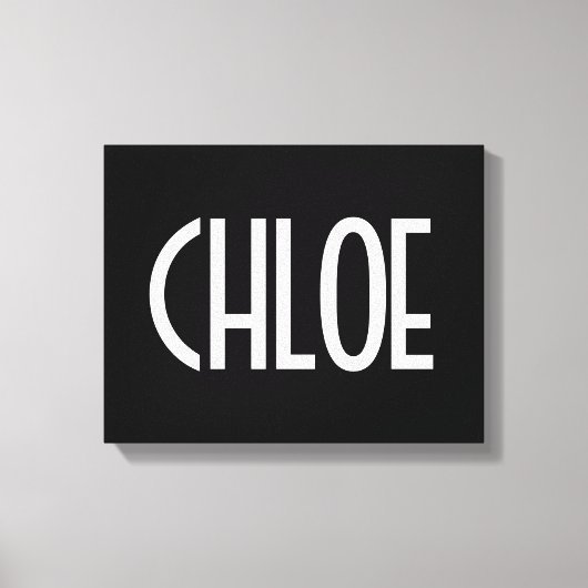 お名前、白はっきりした文字 |黒 キャンバスプリント (正面)