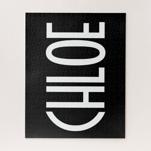 お名前、白はっきりした文字 |黒 ジグソーパズル (縦)