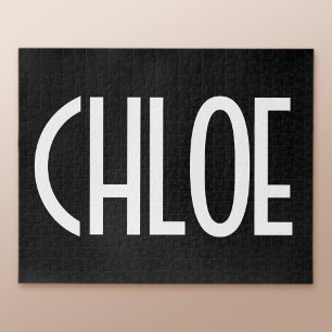 お名前、白はっきりした文字  黒 ジグソーパズル