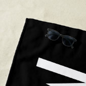 お名前、白はっきりした文字 |黒 ビーチタオル (インサイチュ)