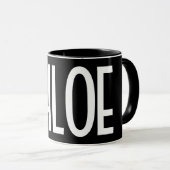 お名前、白はっきりした文字 |黒 マグカップ (正面右)