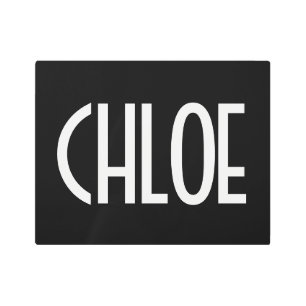 お名前、白はっきりした文字  黒 メタルプリント