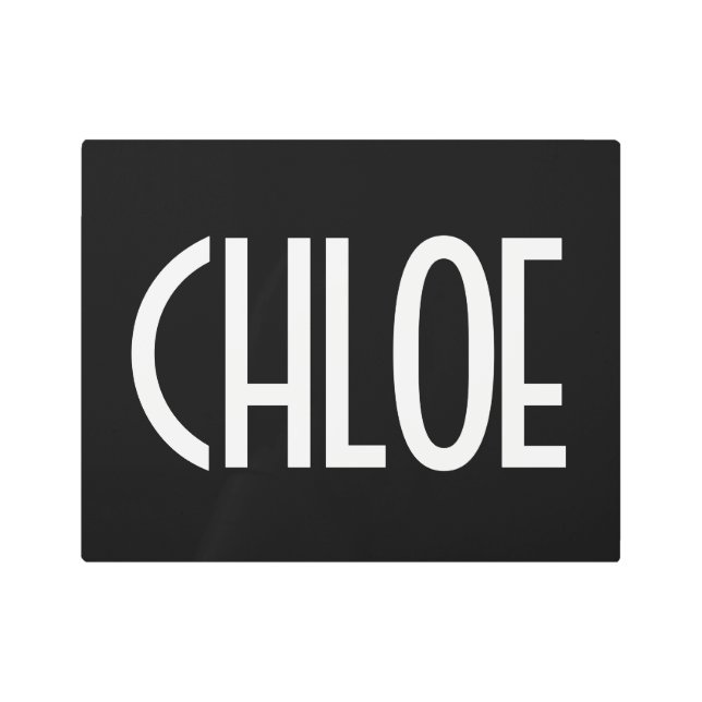 お名前、白はっきりした文字 |黒 メタルプリント (正面)