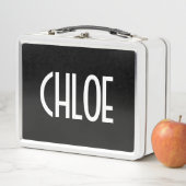 お名前、白はっきりした文字 |黒 メタルランチボックス (インサイチュ)