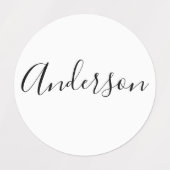 お名前 |白エレガント衣の黒文字 ラベル (デザイン2)