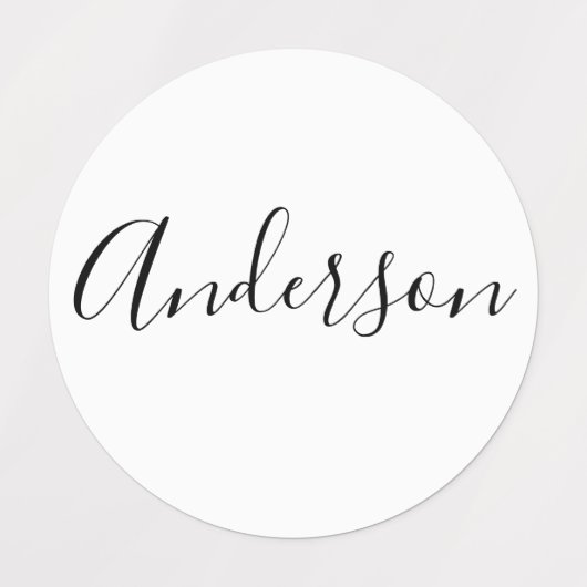 お名前 |白エレガント衣の黒文字 ラベル (デザイン1)