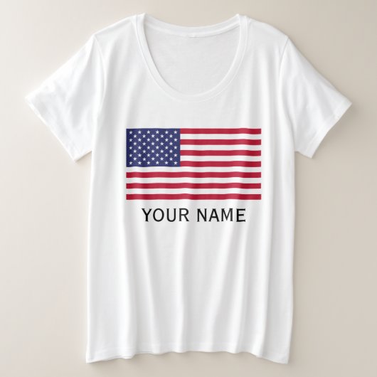 お名前(米国)でパーソナライズ , 米国 プラスサイズTシャツ (デザイン正面)