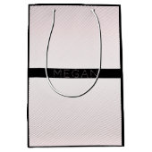 お名前 |薄い白とバラグラデーションのストライプ#2 ミディアムペーパーバッグ (正面)