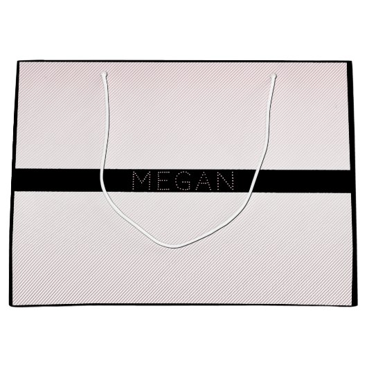 お名前 |薄い白とバラグラデーションのストライプ#2 ラージペーパーバッグ (正面)