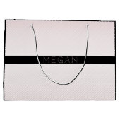 お名前 |薄い白とバラグラデーションのストライプ#2 ラージペーパーバッグ (裏面)