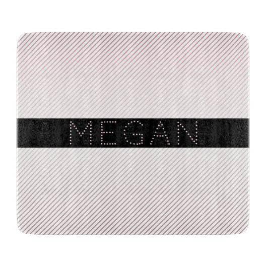 お名前 |薄い白と差し込みバラグラデーションストライプ カッティングボード (正面)