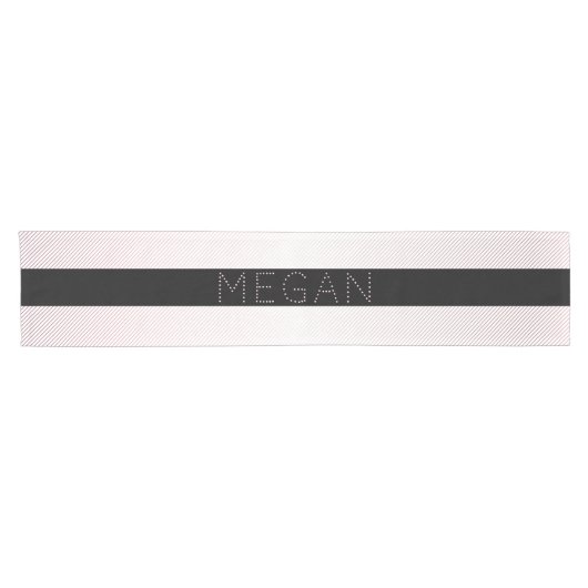 お名前 |薄い白と差し込みバラグラデーションストライプ ショートテーブルランナー (横)