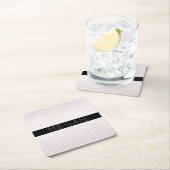 お名前 |薄い白と差し込みバラグラデーションストライプ スクエアペーパーコースター (インサイチュ)