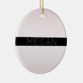 お名前 |薄い白と差し込みバラグラデーションストライプ セラミックオーナメント (右)