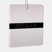 お名前 |薄い白と差し込みバラグラデーションストライプ セラミックオーナメント (右)