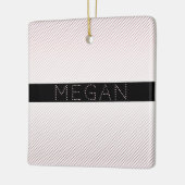 お名前 |薄い白と差し込みバラグラデーションストライプ セラミックオーナメント (左)