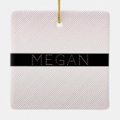 お名前 |薄い白と差し込みバラグラデーションストライプ セラミックオーナメント (裏面)