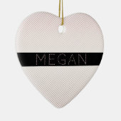 お名前 |薄い白と差し込みバラグラデーションストライプ セラミックオーナメント (右)