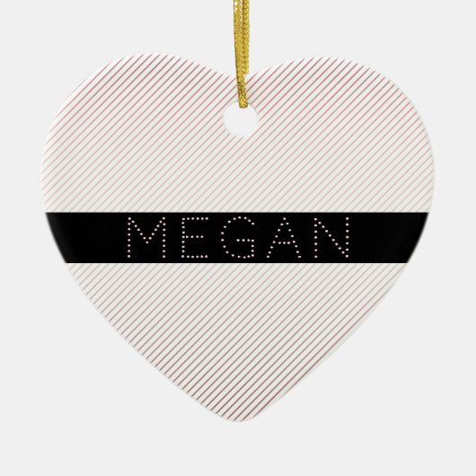 お名前 |薄い白と差し込みバラグラデーションストライプ セラミックオーナメント (正面)