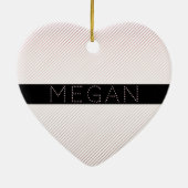 お名前 |薄い白と差し込みバラグラデーションストライプ セラミックオーナメント (裏面)