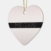 お名前 |薄い白と差し込みバラグラデーションストライプ セラミックオーナメント (左)