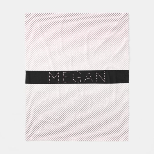 お名前 |薄い白と差し込みバラグラデーションストライプ フリースブランケット (正面)