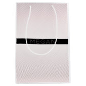 お名前 |薄い白と差し込みバラグラデーションストライプ ミディアムペーパーバッグ (正面)