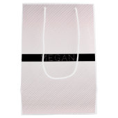 お名前 |薄い白と差し込みバラグラデーションストライプ ミディアムペーパーバッグ (裏面)