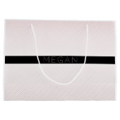 お名前 |薄い白と差し込みバラグラデーションストライプ ラージペーパーバッグ (裏面)