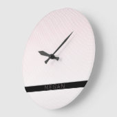お名前 |薄い白と差し込みバラグラデーションストライプ ラージ壁時計 (傾斜)